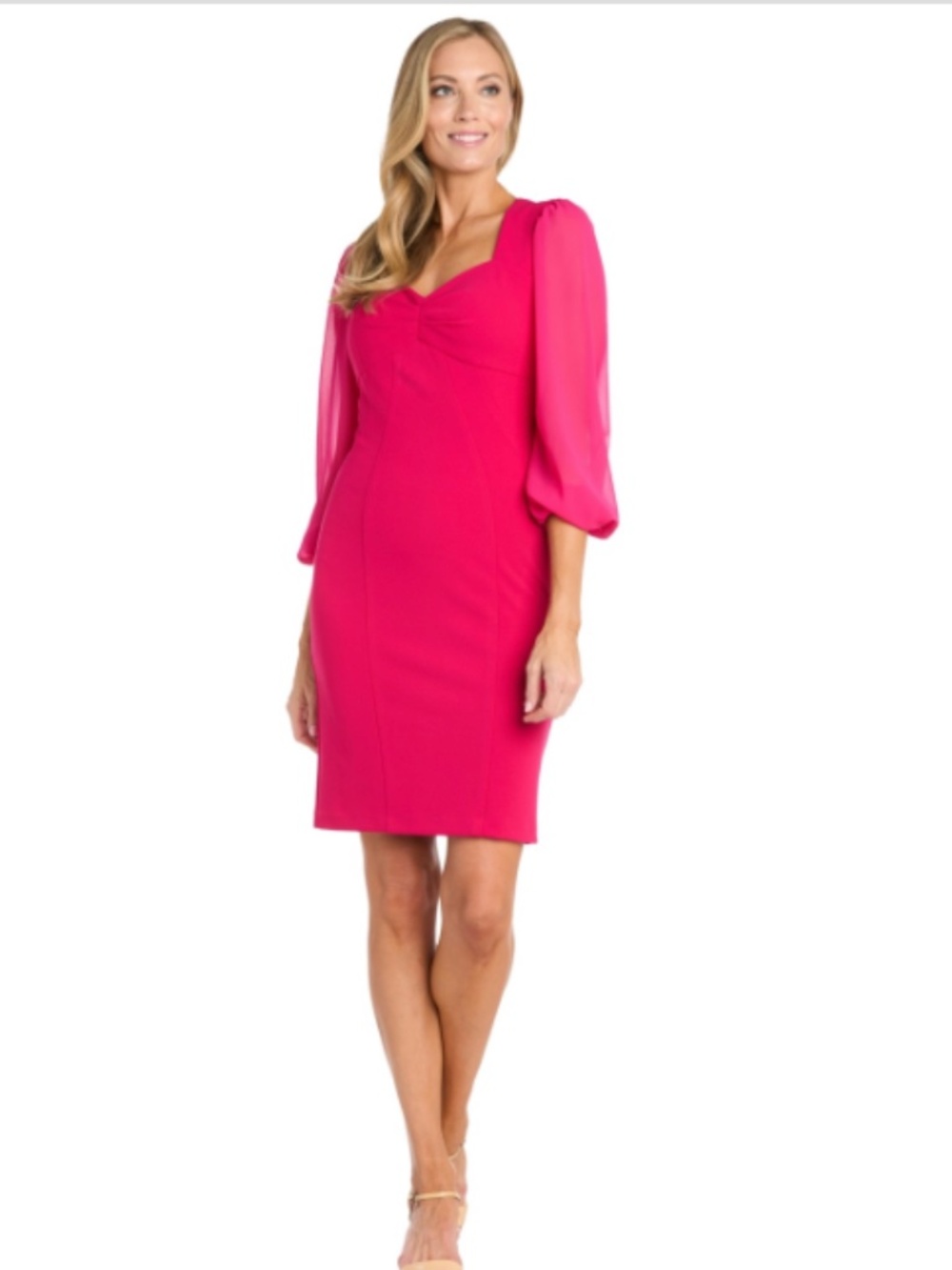 R & M Richards Women's Chiffon-Sleeve Sheath Dress - Peony Size 12 NWT